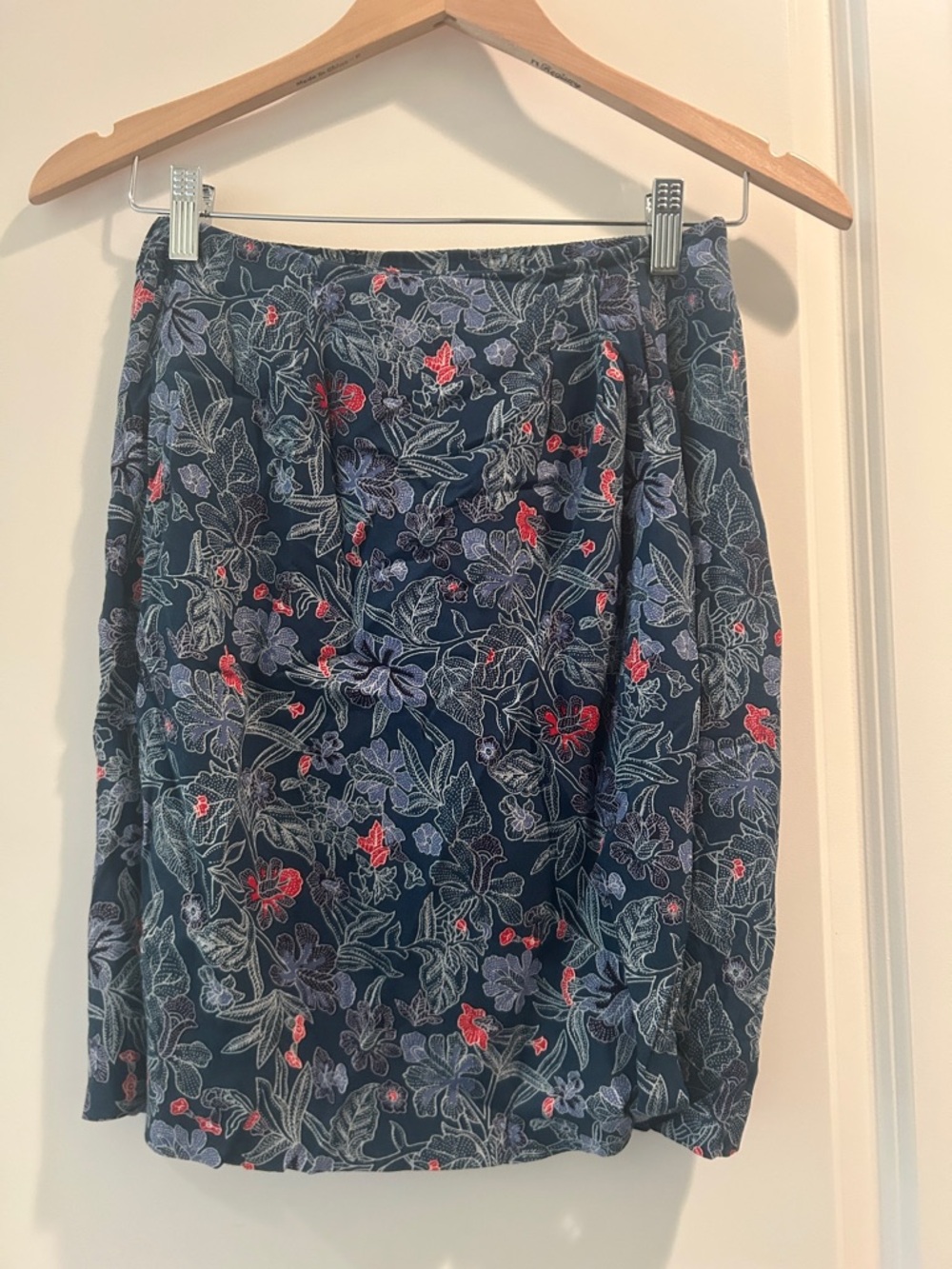 Liz Claiborne Tropical Caribbean Floral faux wrap mini Skirt zip size 2 petite